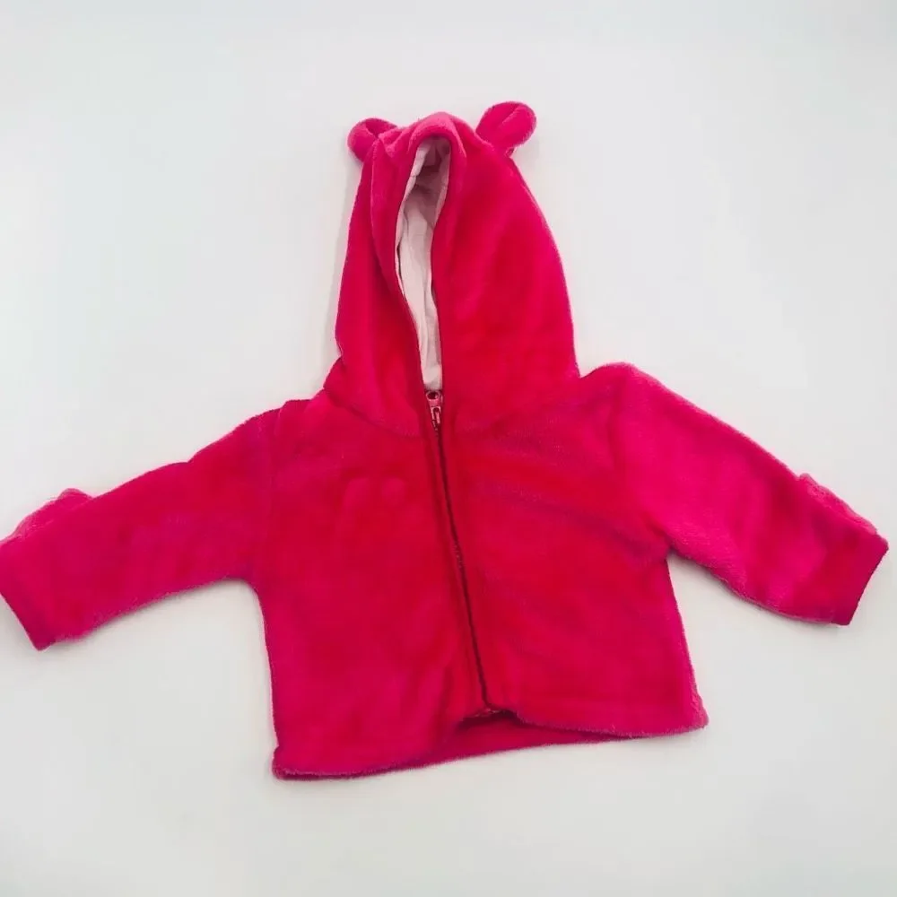 Preowned Noubeau Infant Baby Girl Fleece Ears‎ Hat Jacket Size 0 to 6 Months